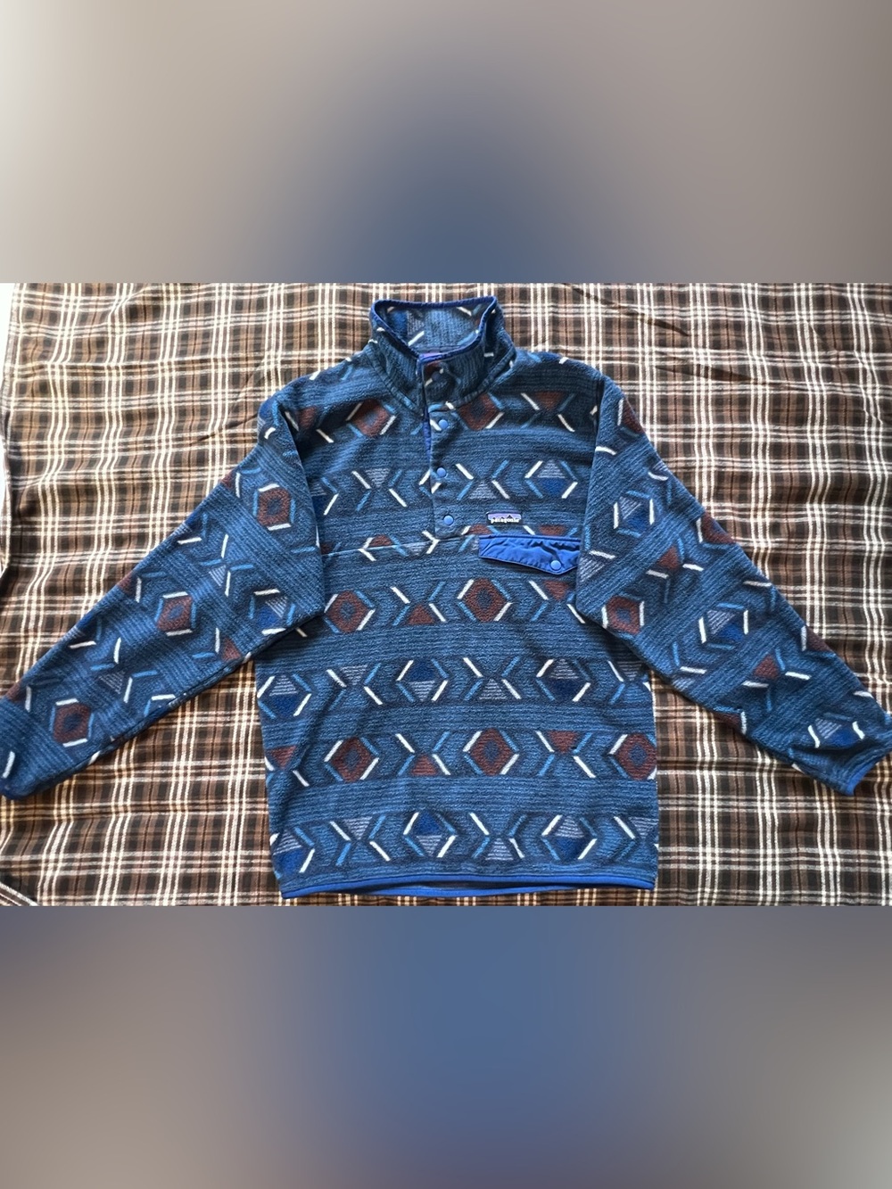 Patagonia Synchilla Snap-t Fleece Pullover Lifecycle Glass Blue Aztec Jacket S
